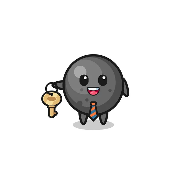 Cute Cannon Ball Real Estate Agent Mascot Cute Design — Vetor de Stock