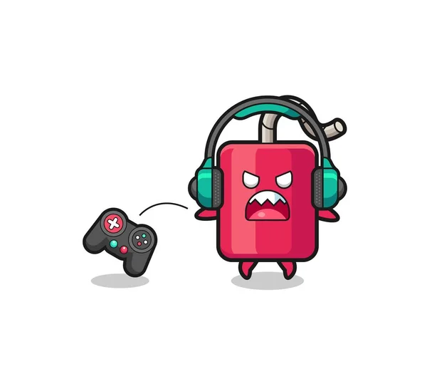 Dynamite Gamer Mascot Angry Cute Design — Vetor de Stock