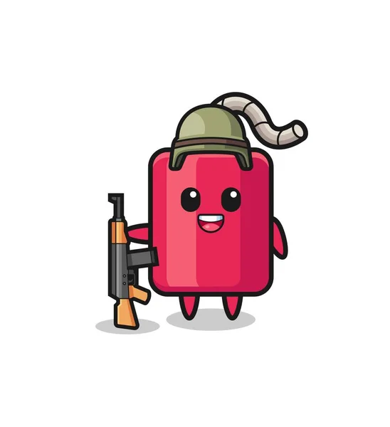 Cute Dynamite Mascot Soldier Cute Design — ストックベクタ