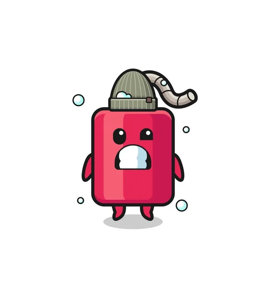 Cute Cartoon Dynamite Shivering Expression Cute Design — Stok Vektör