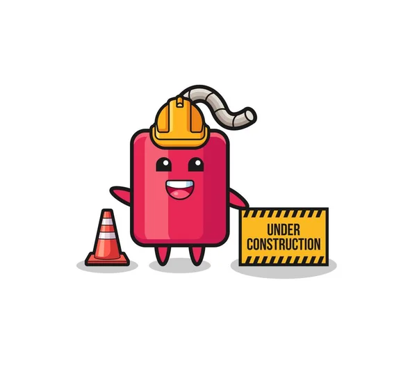 Illustration Dynamite Construction Banner Cute Design — стоковый вектор