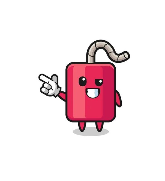 Dynamite Mascot Pointing Top Left Cute Design — Stockvector