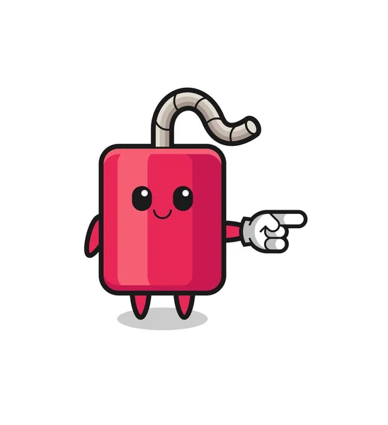 Dynamite Mascot Pointing Right Gesture Cute Design — стоковый вектор