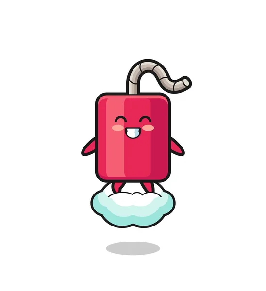 Cute Dynamite Illustration Riding Floating Cloud Cute Design — Vettoriale Stock