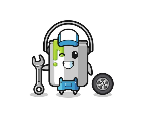 Paint Tin Character Mechanic Mascot Cute Design — Stock Vector