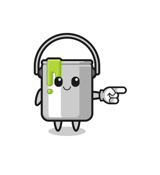 Paint Tin Mascot Pointing Right Gesture Cute Design — Stok Vektör