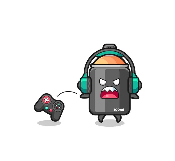 Spray Paint Gamer Mascot Angry Cute Design — Stok Vektör
