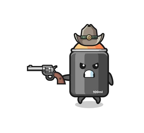 Spray Paint Cowboy Shooting Gun Cute Design — Stockvector