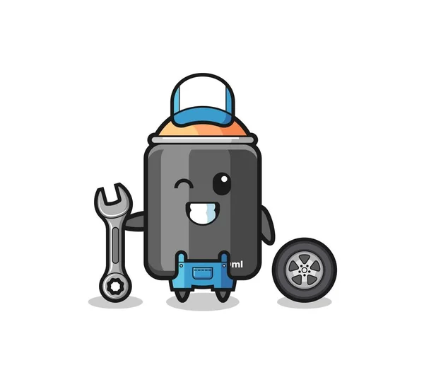 Spray Paint Character Mechanic Mascot Cute Design — Stockvektor
