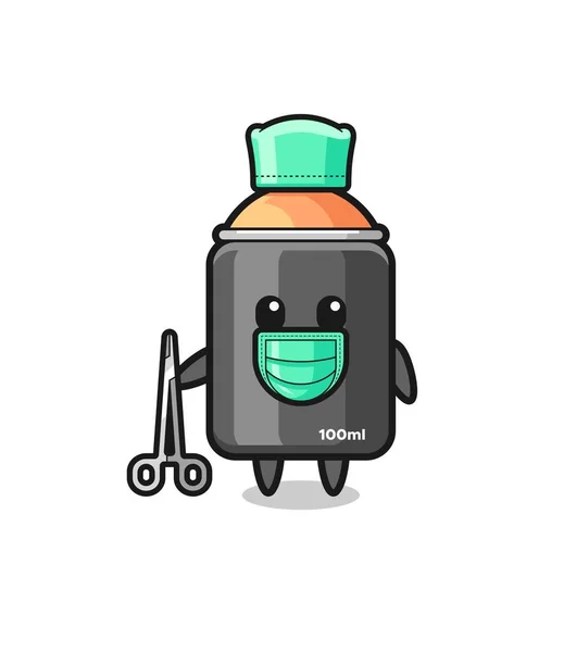 Surgeon Spray Paint Mascot Character Cute Design — Stockvektor