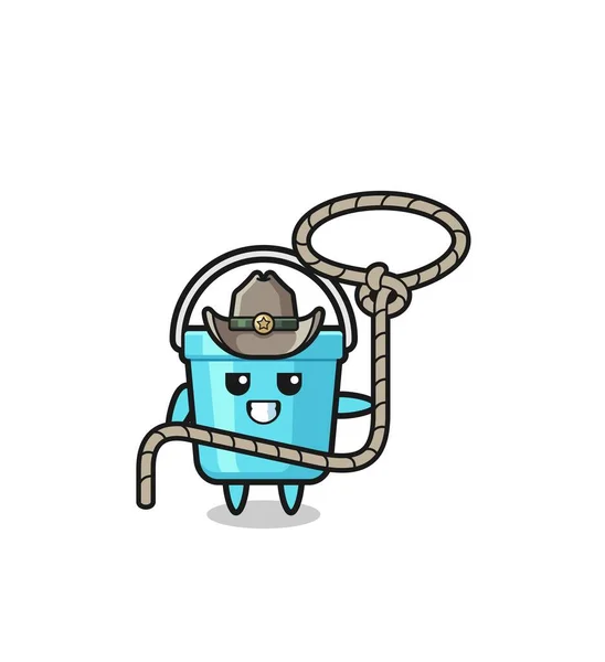 Plastic Bucket Cowboy Lasso Rop — стоковый вектор