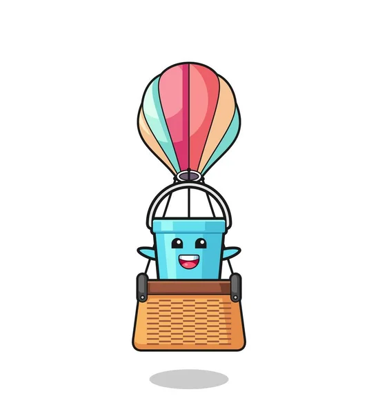 Πλαστική Μασκότ Κουβά Ιππασία Ένα Αερόστατο Θερμού Αέρα — Διανυσματικό Αρχείο