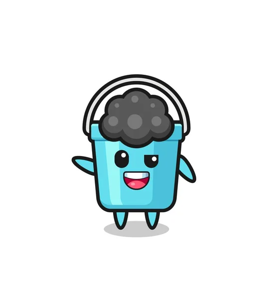 Plastic Bucket Character Afro — Stockvector