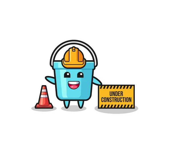 Illustration Plastic Bucket Construction Banne — Stockvektor