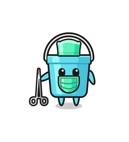 Surgeon Plastic Bucket Mascot Characte — Stock vektor