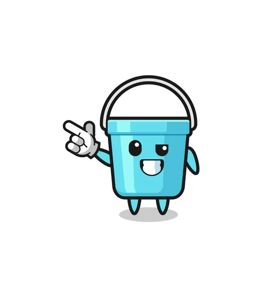Plastic Bucket Mascot Pointing Top Lef — Stok Vektör