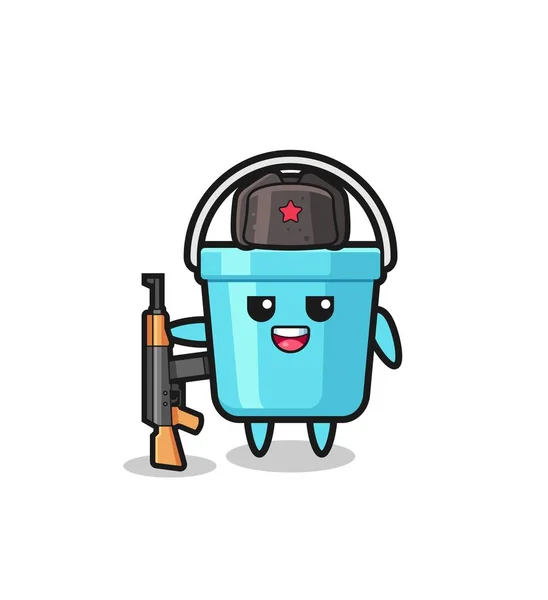 Cute Plastic Bucket Cartoon Russian Arm — Stockový vektor