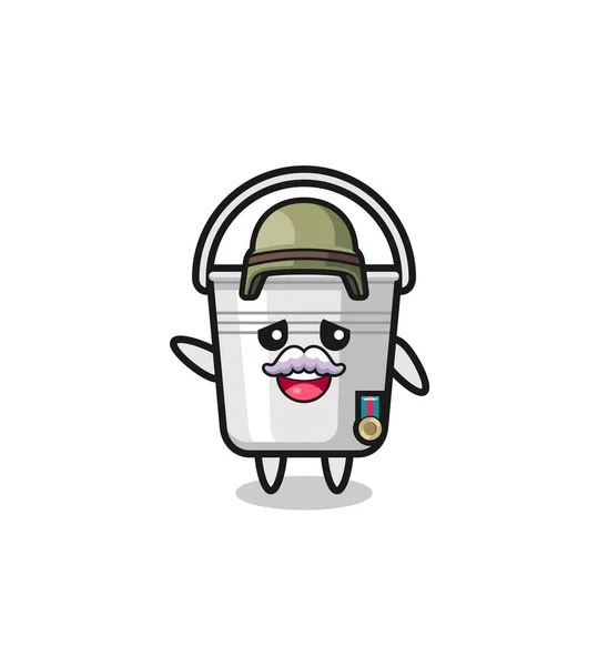 Cute Metal Bucket Veteran Cartoon Cute Design — Image vectorielle