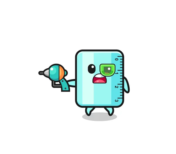 Règle Mignonne Tenant Futur Pistolet Design Mignon — Image vectorielle