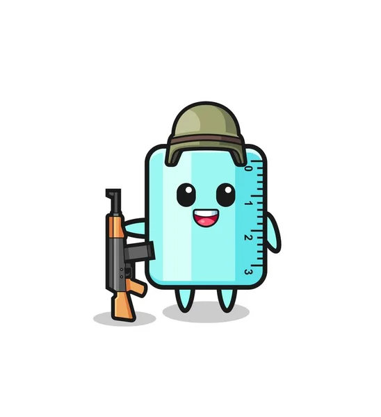 Cute Ruler Mascot Soldier Cute Design — Stok Vektör