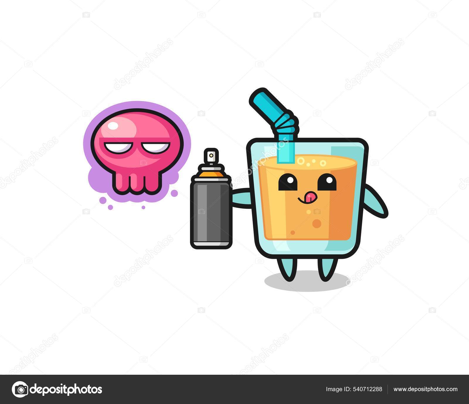 橙汁卡通画了一幅带有喷漆的涂鸦很可爱的设计图库矢量图©heriyusuf.rap@gmail.com 540712288, image size:1600x1380