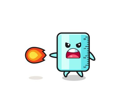 cute ruler mascot is shooting fire power , cute design