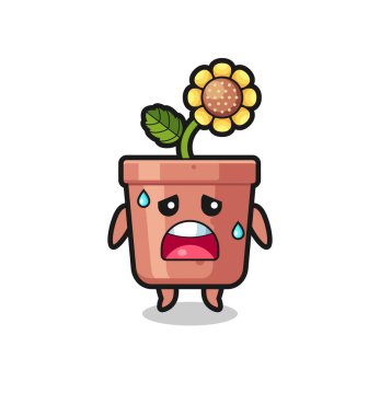 the fatigue cartoon of sunflower pot , cute design