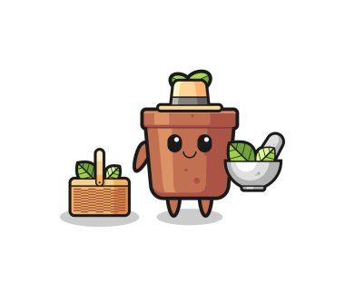 plant pot herbalist cute cartoon , cute design