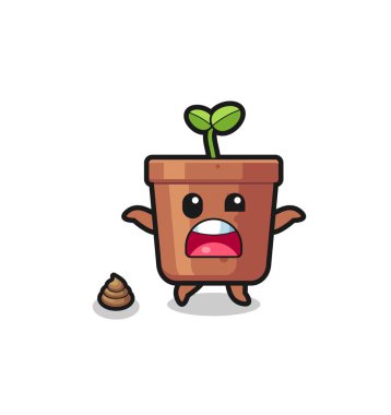 plant pot earth surprised to meet poop , cute design