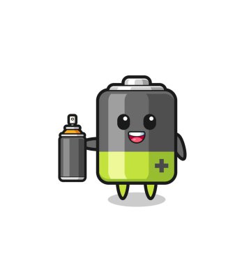 the cute battery as a graffiti bomber , cute design