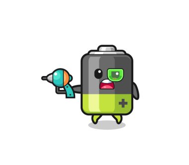 cute battery holding a future gun , cute design