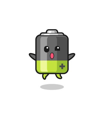 battery character is jumping gesture , cute design