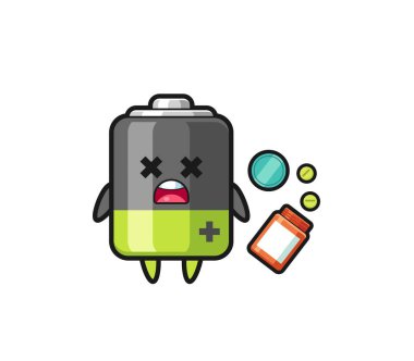 illustration of overdose battery character , cute design