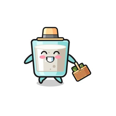 milk herbalist character searching a herbal , cute design