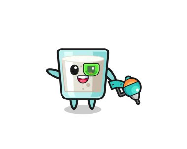 milk cartoon as future warrior mascot , cute design