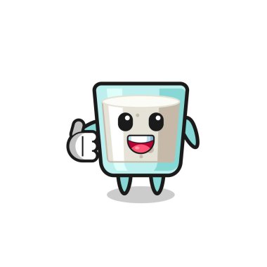 milk mascot doing thumbs up gesture , cute design