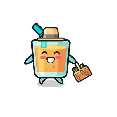 orange juice herbalist character searching a herbal , cute design