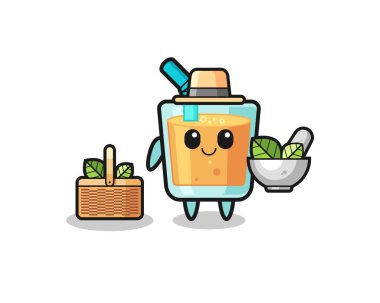 orange juice herbalist cute cartoon , cute design
