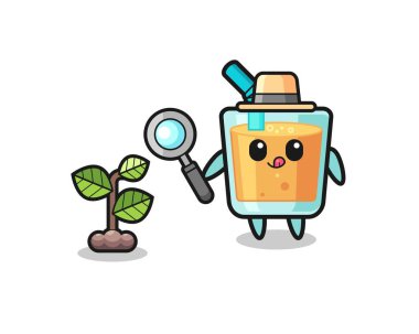 cute orange juice herbalist researching a plants , cute design