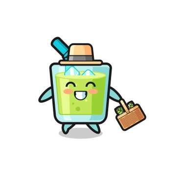 melon juice herbalist character searching a herbal , cute design