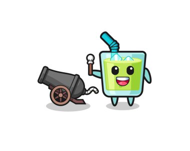 cute melon juice shoot using cannon , cute design