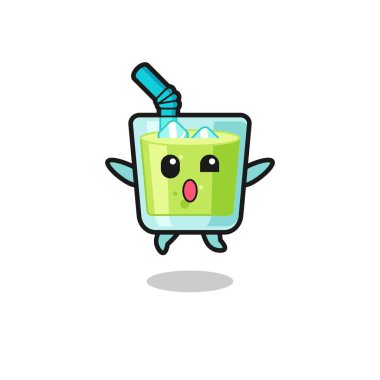 melon juice character is jumping gesture , cute design