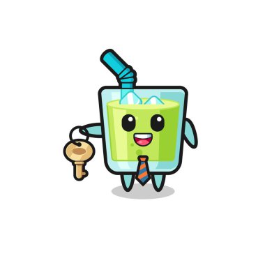 cute melon juice as a real estate agent mascot , cute design