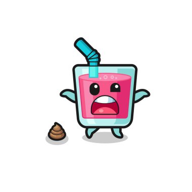 strawberry juice earth surprised to meet poop , cute design