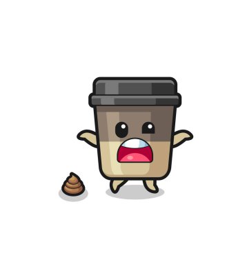 coffee cup earth surprised to meet poop , cute design