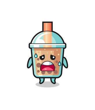 the fatigue cartoon of bubble tea , cute design