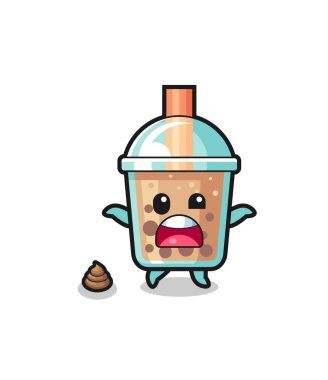bubble tea earth surprised to meet poop , cute design