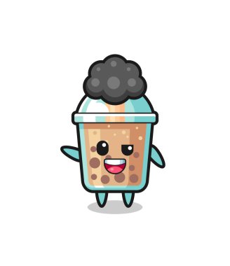 bubble tea character as the afro boy , cute design