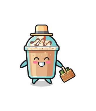 milkshake herbalist character searching a herbal , cute design