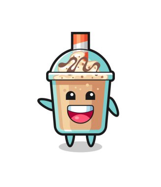 happy milkshake cute mascot character , cute design